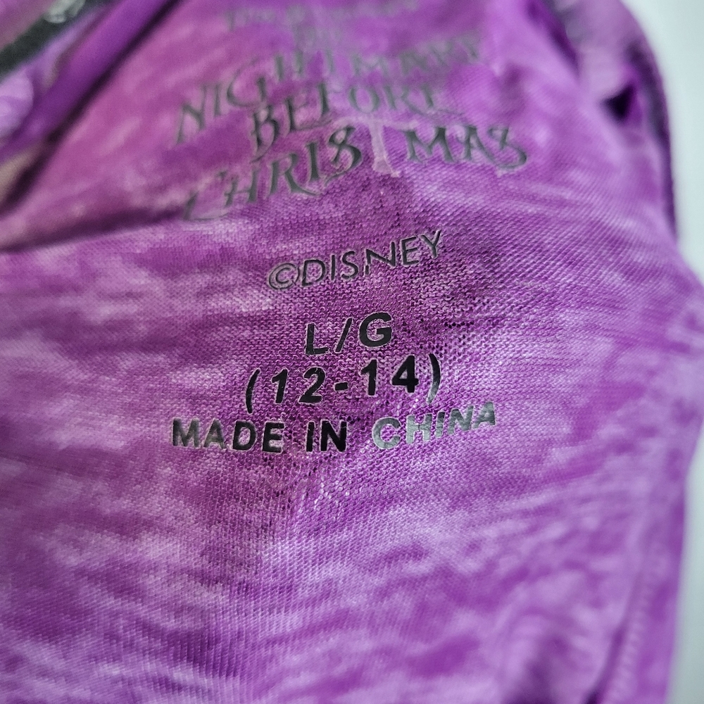 Womans Tim Burtons Nightmare Before Christmas Purple Burnout T Size L(12-14) - Picture 6 of 7